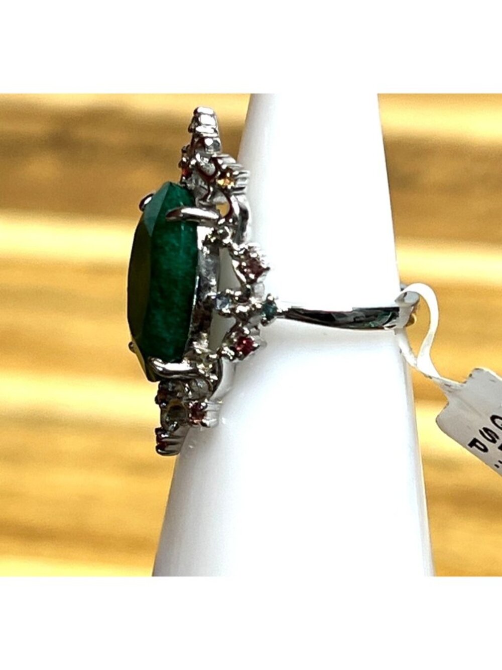 Deep green genuine Beryl stone on .925 sterling silver, size 6 - Picture 6 of 13